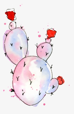 Pink Blue Cactus Watercolor Hand Painted Transparent - Cactus #2632114