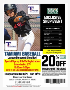 20% Off Tamiami Appreciation Weekend @ Dicks Sporting - Sports #2636506