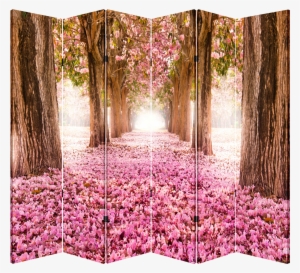 6 Panel Folding Screen Room Canvas Divider- Pink Pathway #2636721