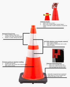 36″ Traffic Cone With 3m Reflective Collar-fl Dot Approved - Jbc 28 Cone #2639911