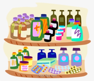 Healthcare, Two Shelves Of Medicine Royalty Free Vector - Png Medical Clipart Vector #2640139