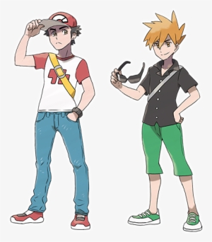 Official Art Of Pokemon Champions Red And Blue As They - Pokemon Sun And Moon Red And Blue #2642105