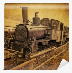Old Steam Train On Old Texture Background Self-adhesive - Steam Locomotive #2644183