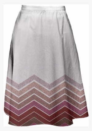 Painterly Red And Pink Chevron Zig Zag Boarder Skirt - Miniskirt #2650239