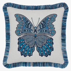 Elaine Smith Mariposa Azure Fringed Pillow #2651744