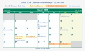 South Africa 2018 March Holidays Calendar - South African Religious Holidays 2017 #2652657