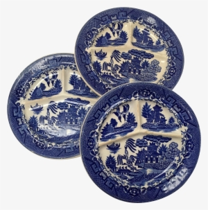 Graphic Black And White Library Antique Moriyama Plates - Willow Pattern #2654577