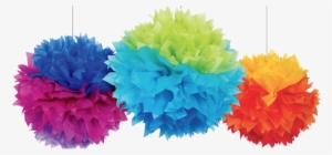 Fiesta Party Auckland Just Supplies Nz Rainbow - 3 Rainbow Puff Ball Decorations #2663700