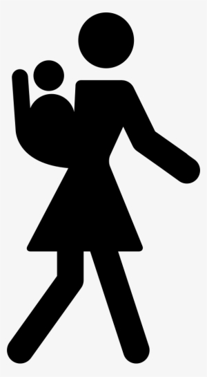 Mother Walking With Baby At Her Back Comments - Baby And Mom Wolking Png #2668208