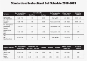 Standardized Instructional Bell Schedule 2018-2019 - Aldine #2668455