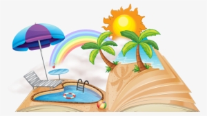 Beach Clipart Read - Summer Vacation Homework Cover Page #2677407
