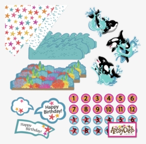 Round Birthday Numbers 1-12 With Starfish Backgrounds, #2691533