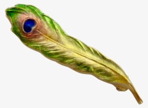 Rare Art Nouveau Krementz Peacock Feather Enamel 14k - Feather #2695053