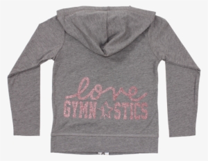 Gray Love Gymnastics Zip Up Jersey Hoodie - Sweatshirt #271018