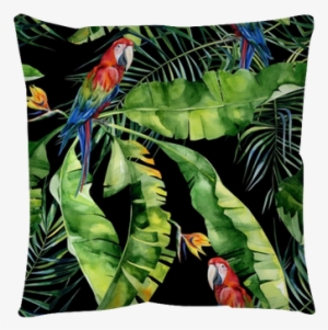 Seamless Watercolor Illustration Of Tropical Leaves, - Obrazy Na Płótnie Tropical Papugi #274160