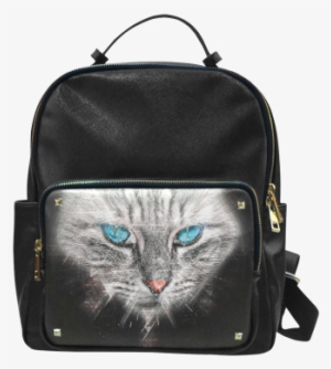 Silver Abstract Cat Face With Blue Eyes Campus Backpack/small - Maleficent Leisure Backpack Bag School Bag (big) #274379