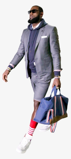 Lebron James In Blue-grey Short Suit - Lebron James And Thom Browne #277070