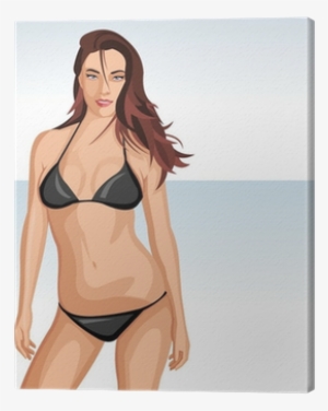 Sexy Girl Posing On A Beach - H En M Bikini Zwart #279103