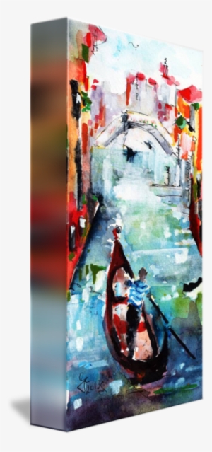 "gondola In The Mist Venice Canal Watercolor" By Ginette - Venice #279563