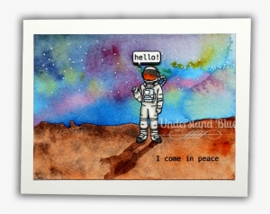 Added My Astronaut And Had A Fun Little Scene I Love - Watercolor Painting #279993