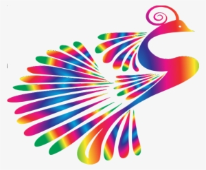Cropped Stylized Peacock Colorful Clipart - Black And White Peacock Silhouette Clip Art #2700396