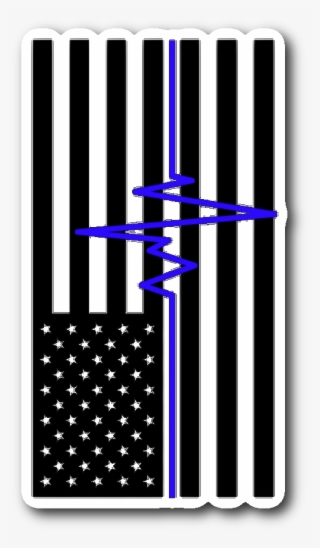 Blue Ekg Thin Blue Line Flag Sticker - Wabasha #2701545