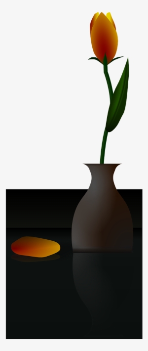 Flower Leaf,stem,black Background - Vázás Virág Png Transparent #2703901