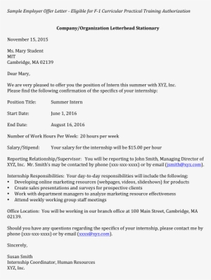 Summer Internship Employer Offer Letter Main Image - 100 Hours Internship Letter #2705919