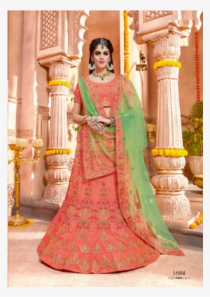 Quick View Deep Peach Taffeta Silk Embroidered Lehenga - Lehenga #2707493