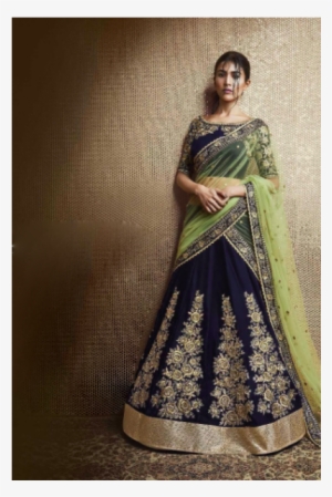 Navy Blue And Green Lehenga #2707523