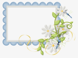 Cute Large Design Blue Transpa Frame With Daisies Gallery - Frames Design Free Download Png #2709611