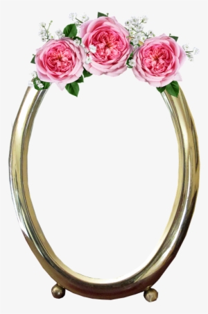 Free Photo Decoration Frame Pink Roses Gold Max Pixel - Gold Flower Hd Png Frames #2709696