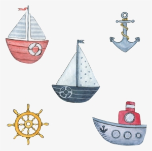 Hand Painted Three Sea Boats Png Transparent - Portable Network Graphics #2713050