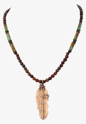 Tiger Eye Copper Feather Bullet Shell Casing Necklace - Amethyst Gem Rudrani Mala #2717011