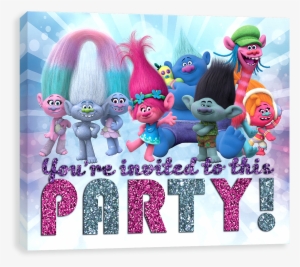 Trolls Party - Dreamworks Trolls Bright Side Glitter Canvas Wall Art #2718283