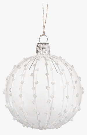 Glass Bauble Transparent With White Glitter Decoration - Boule De Noel Transparente #2718481