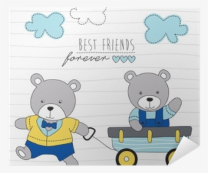Playing Teddy Bears Vector Illustration Poster • Pixers® - Illustration #2719482