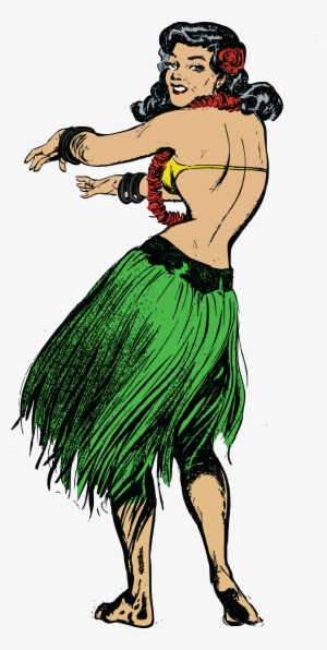 Free Clipart Of A Retro Woman Hula Dancing - Hula Dancer Transparent Background #2720670