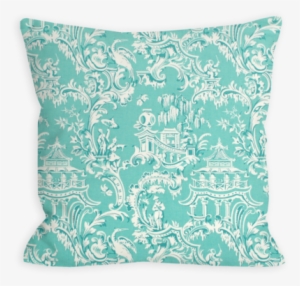 Pleasant Oriental Scene Scape Sea Green Pillow #2722732