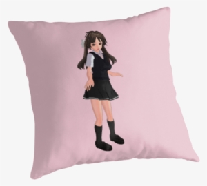 Cute Anime Schoolgirl Throw Pillow Vandarque Throw - Shrug #2722992