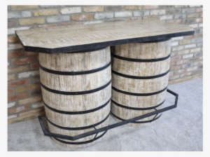 Mango Wood Wine Barrel Bar Table - Barrel #2725829