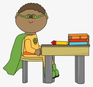 Superhero In School - Sit At Table Clipart #2727270