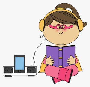 Superhero Girl Listening To A Book - Superheroes Reading Clipart #2727302