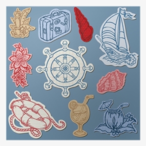 Nautical Doodles On Torn Paper- Hand Drawn Collection - Doodle #2730431