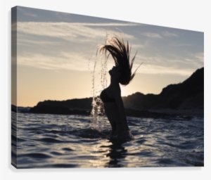 Silhouette Of A Woman In Waist-deep Water Flipping #2733136