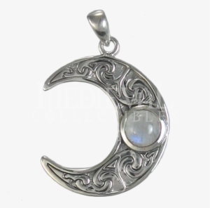 Horned Moon Crescent Ss Pendant With Rainbow Moonstone - Moon Pendant With Moonstone #2733693