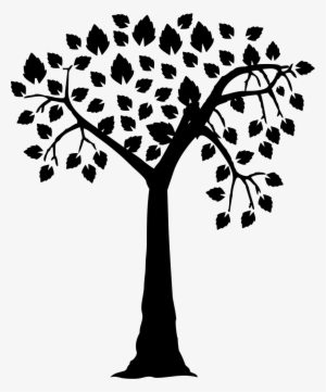 Png File - Black And White Tree With Heart Shaped Leaves #2735507