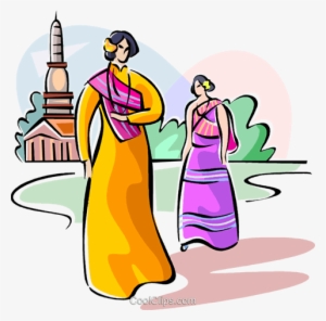 Thai People In Traditional Costume - Thai Clip Art Png #2736389