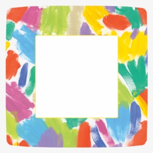 Square Salad Plates - Caspari Brushstroke Dinner Plates, Multi-colour, Pack #2736818
