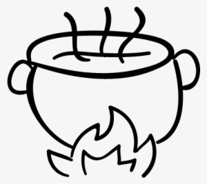 Halloween Cooking With Hot Pot On Fire Vector - Olla En El Fuego Dibujo #2742613